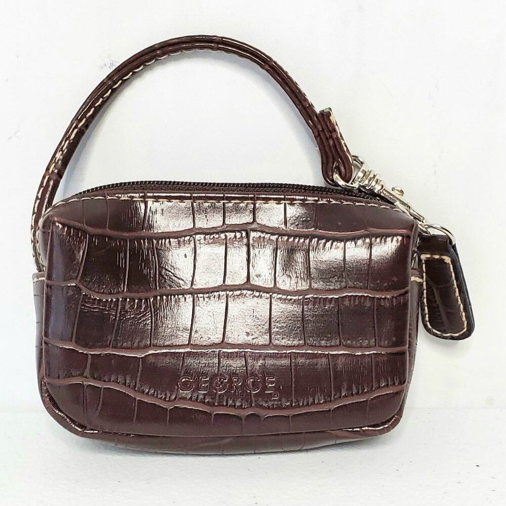 George Croc Embossed Faux Leather Zip Coin Pouch Wallet